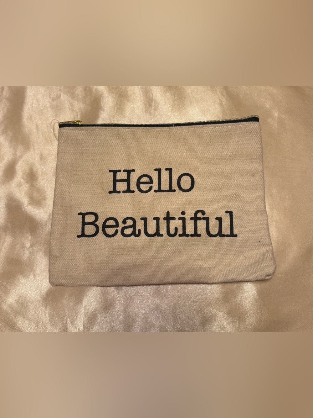 Hello Beautiful Canvas Cosmetic Bag
